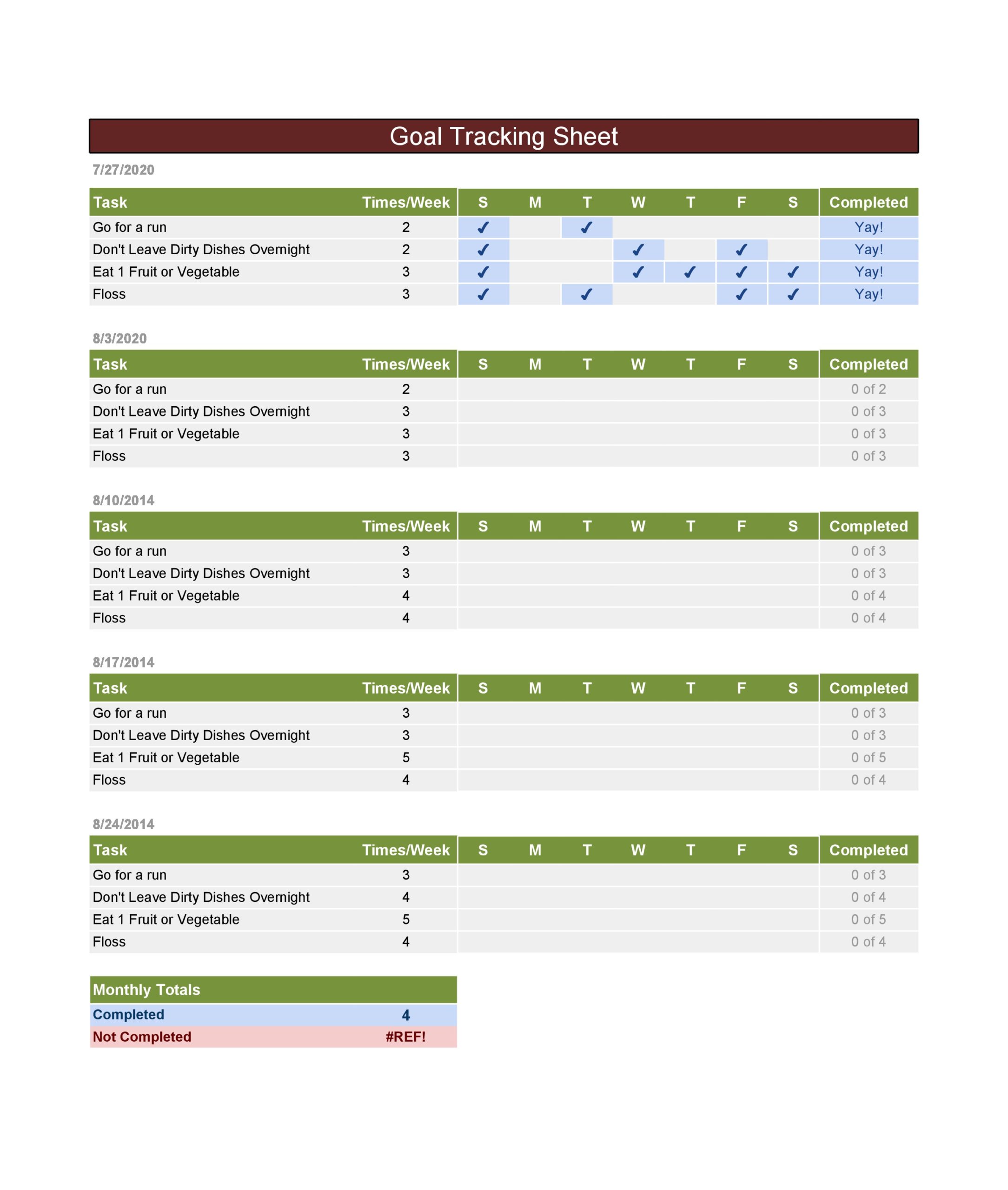 Sample Goal Tracker Template Sample Goal Tracker Template