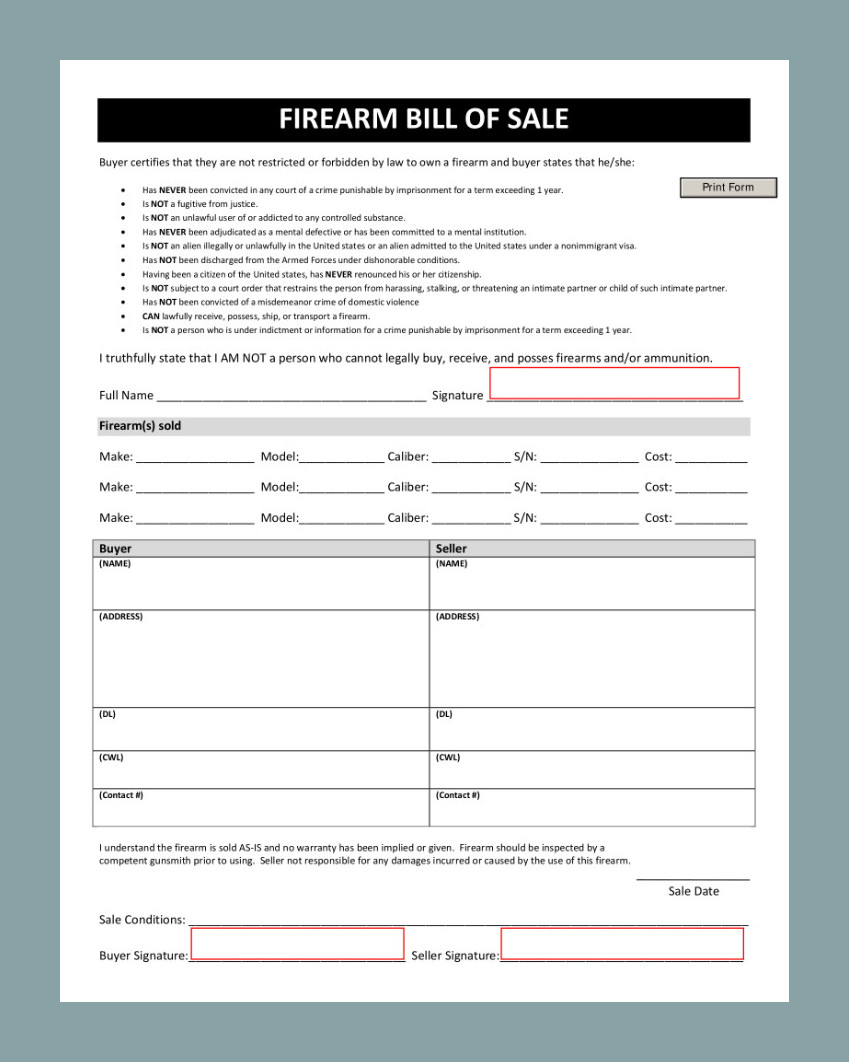 Sample Gun Bill of Sale Template Sample Gun Bill of Sale Template