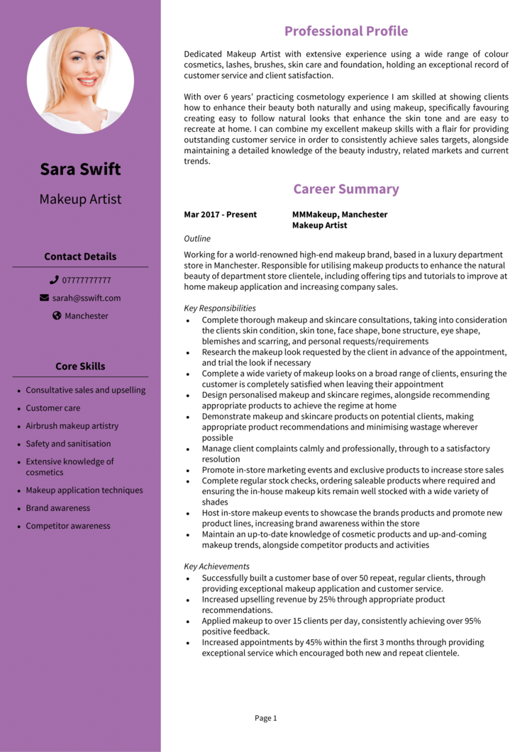 Sample Resume Template for Makeup Artist Sample Resume Template for Makeup Artist