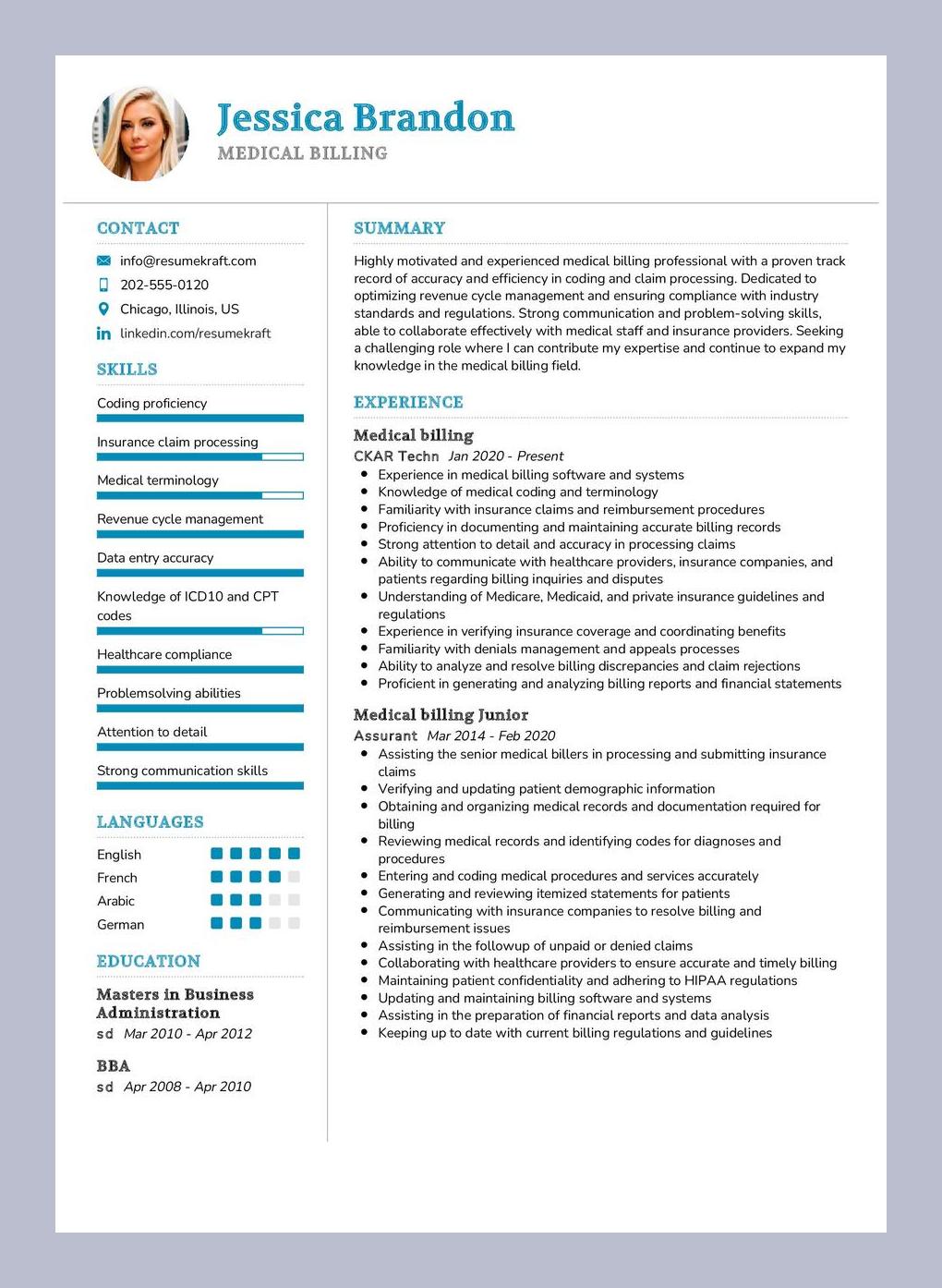 Sample Resume Template for Medical Billing Sample Resume Template for Medical Billing
