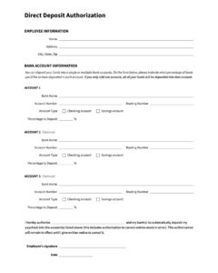 Printable Blank Direct Deposit Form