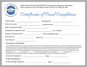 Building Completion Certificate Template