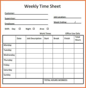 Printable Calendar Timesheet Template