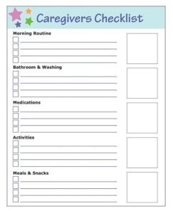 Printable Caregiver Daily Checklist Template