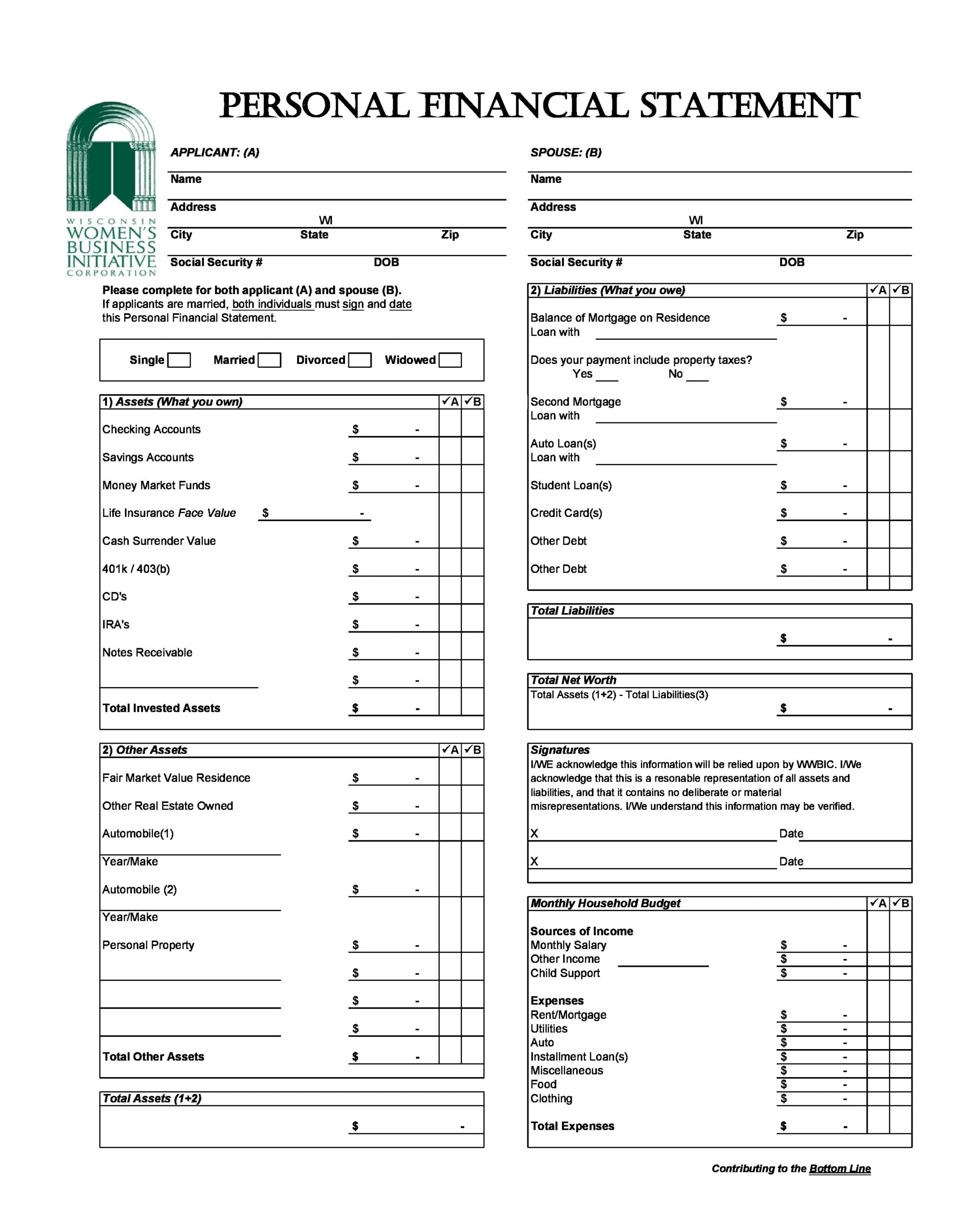 Sample of Financial Statement Template Sample of Financial Statement Template