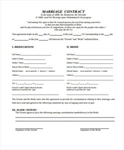 Marriage Agreement Template Marriage Agreement Template