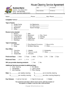 Printable Cleaning Agreement Template