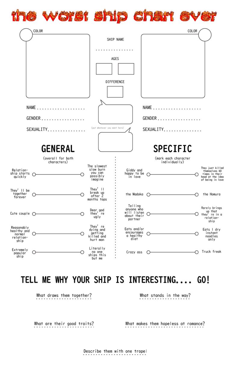 Printable Ship Chart Template