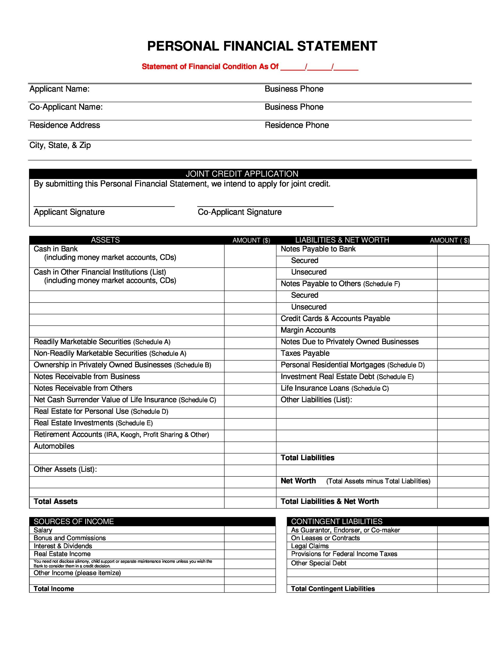 Simple Financial Statement Template Simple Financial Statement Template