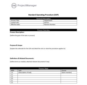 Rfq Standard Operating Procedure Example Word Free Standard Operating Procedure Template (Word)
