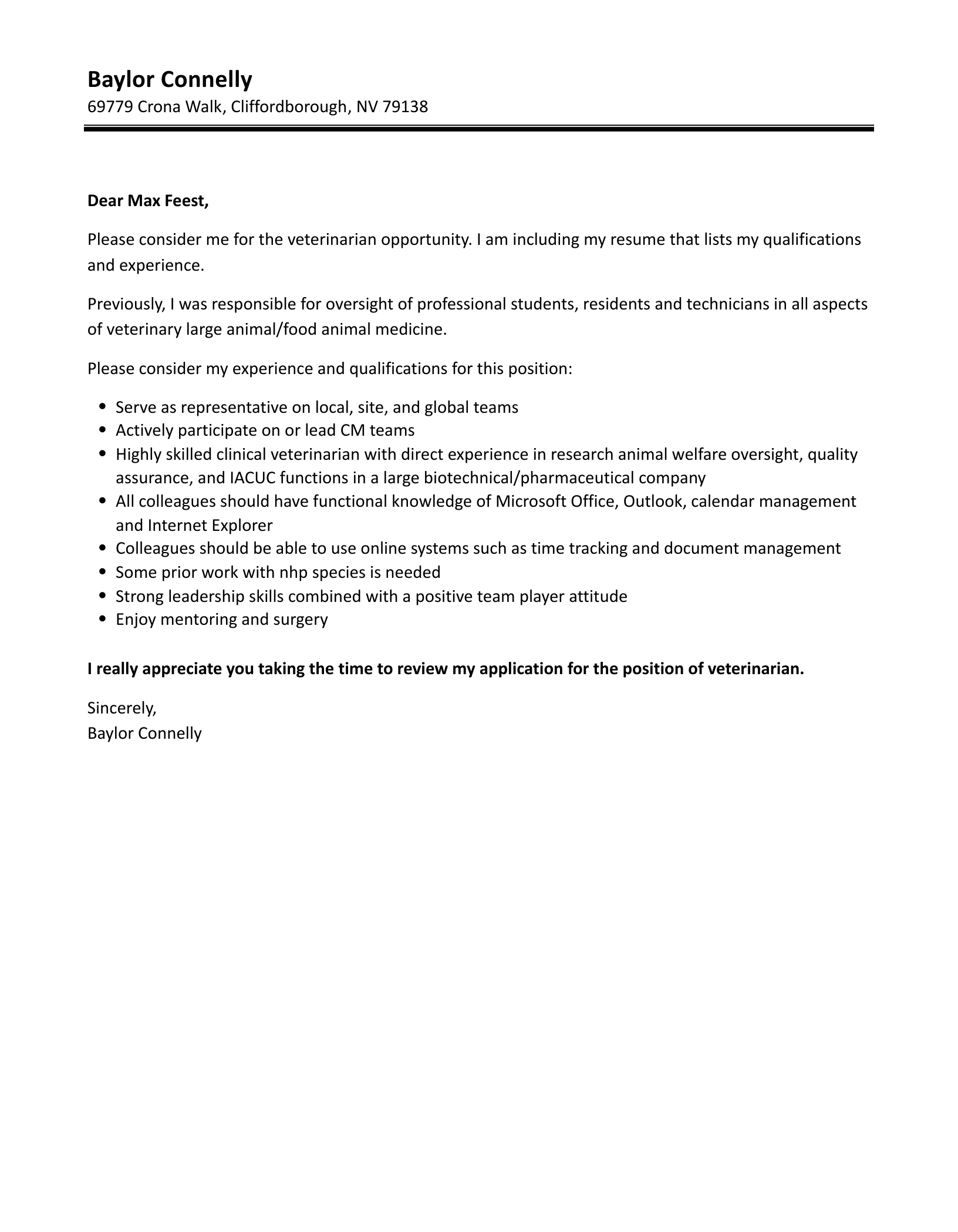 Veterinarian Cover Letter Template Example Veterinarian Cover Letter Template Example
