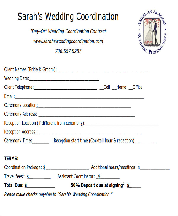 Wedding Agreement Template Sample Wedding Agreement Template Sample