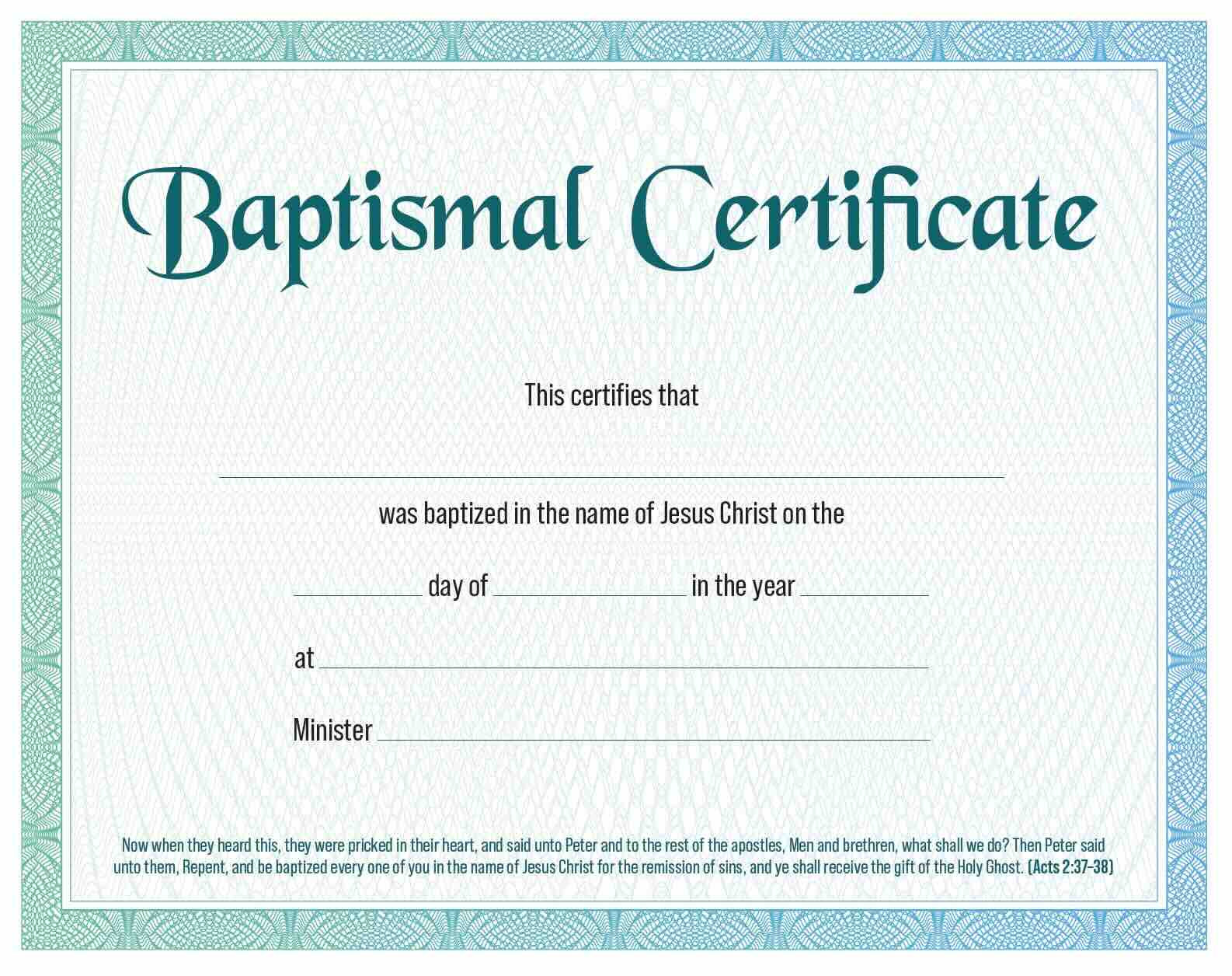 Printable Baptism Certificate Template Printable Free Templates