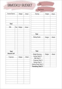 Biweekly Paycheck Budget Template