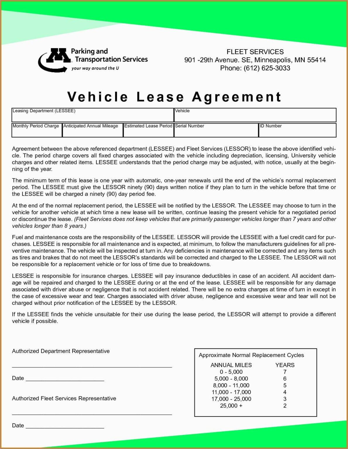 Car Lease Agreement Template