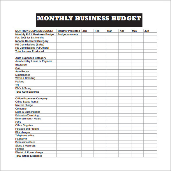 company monthly budget template sample company monthly budget template sample