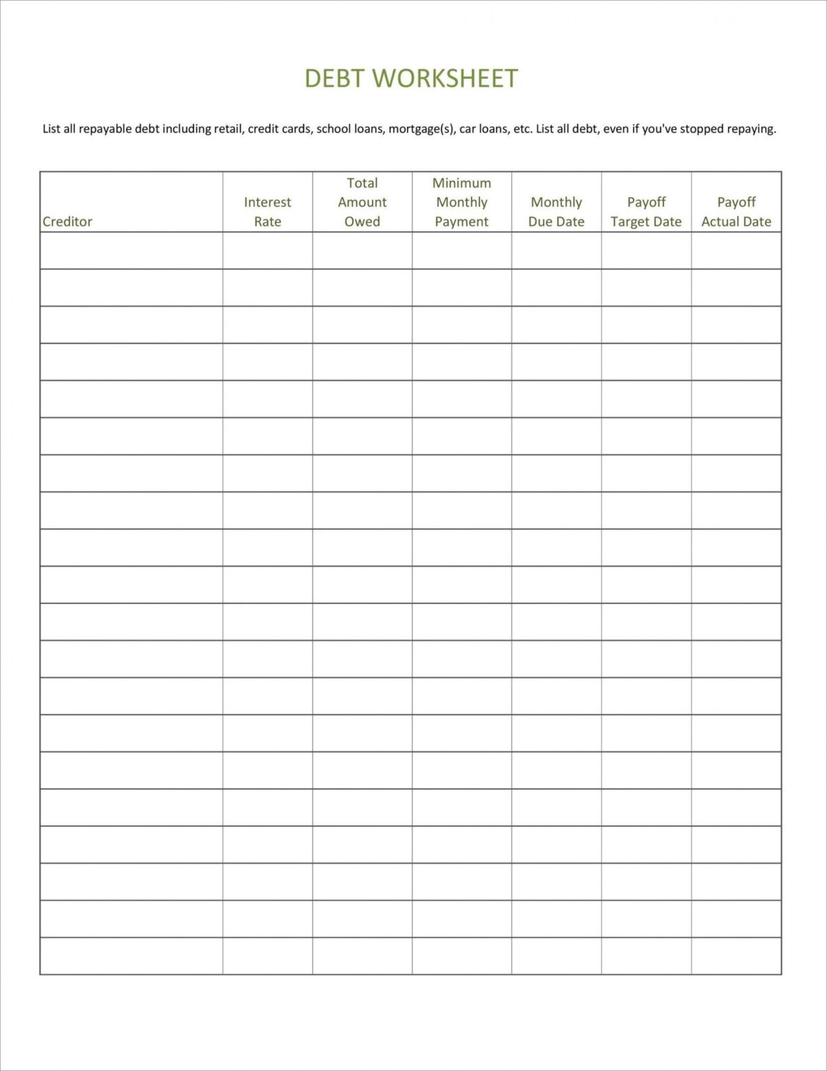 Credit Card Budget Template