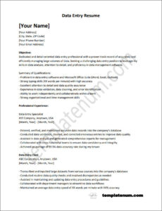 Data Entry Resume Template (With Sample)