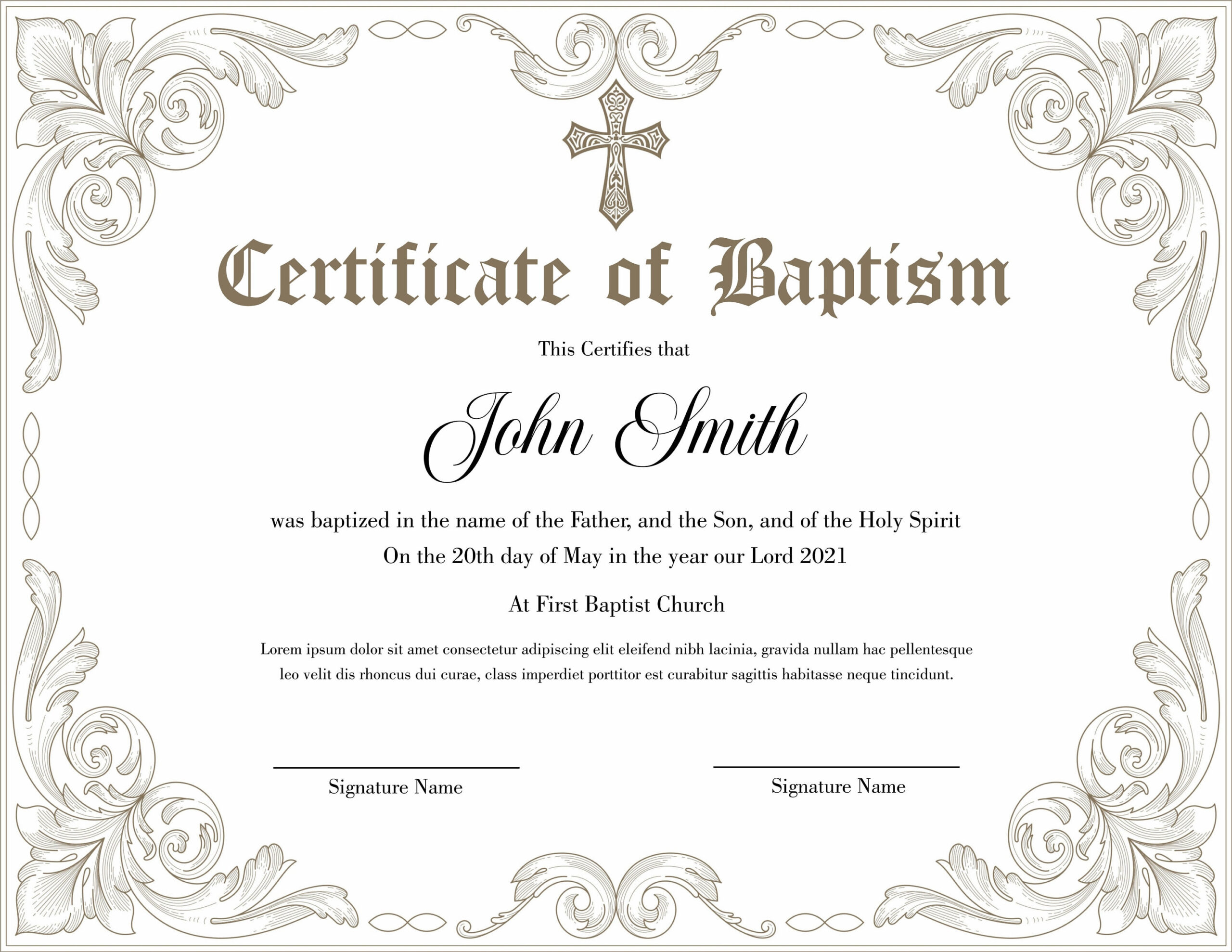 sample baptism certificate template sample baptism certificate template