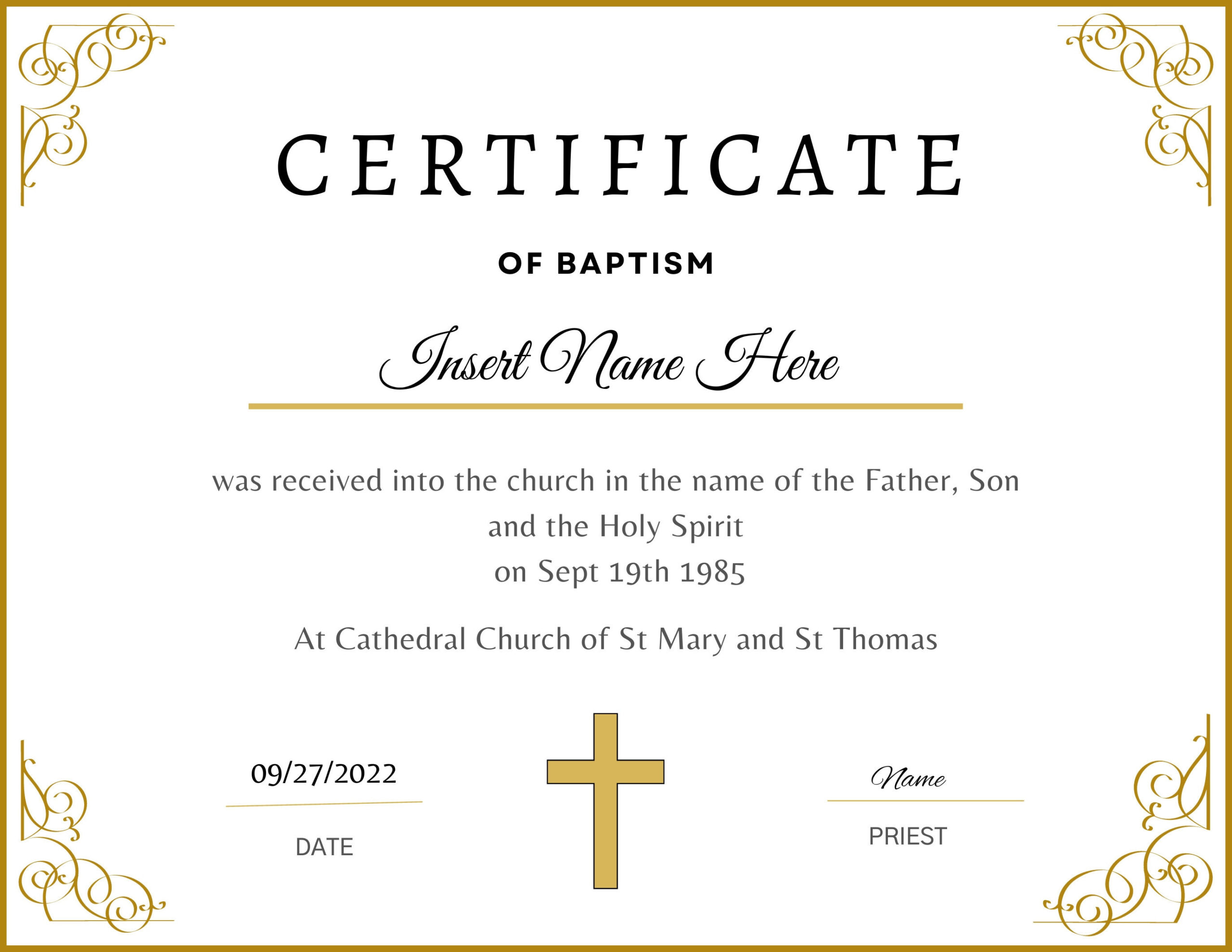 sample baptism certificate template sample baptism certificate template