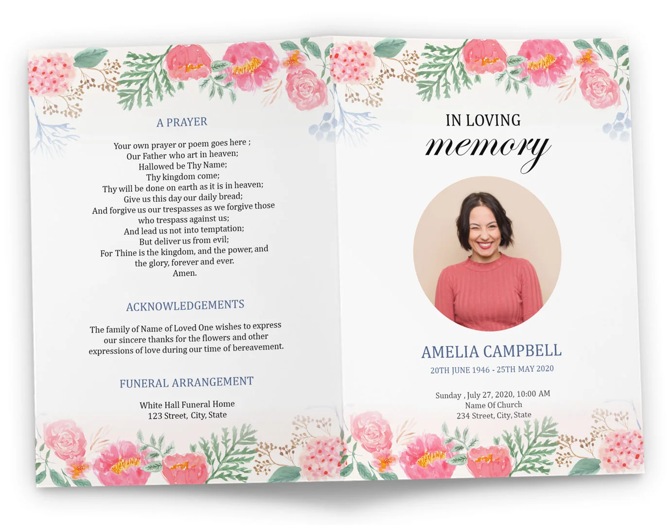 editable funeral program template editable funeral program template