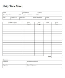 Employee Daily Time Card Template