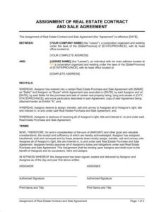 Assignment of Contract Form (Word)