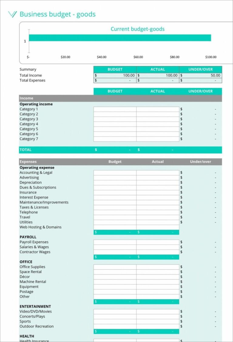 Customizable Company Budget Template