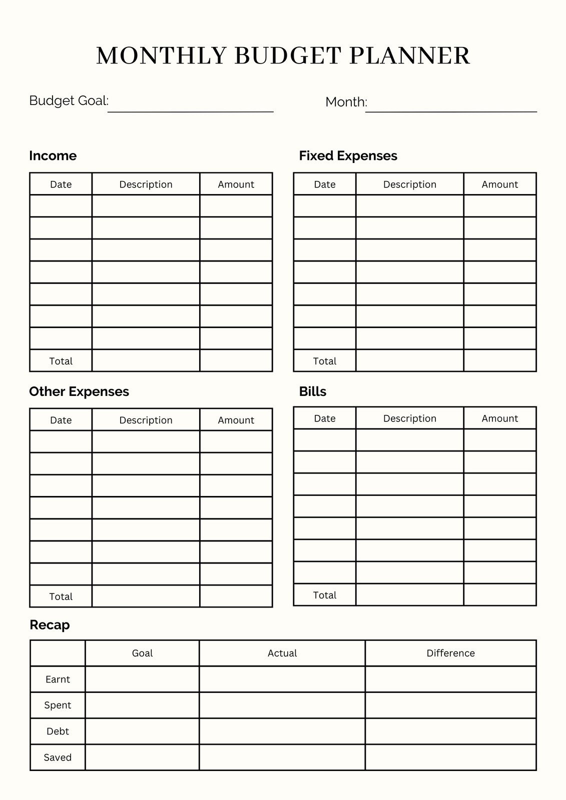 Printable Budget Planner Template Printable Budget Planner Template