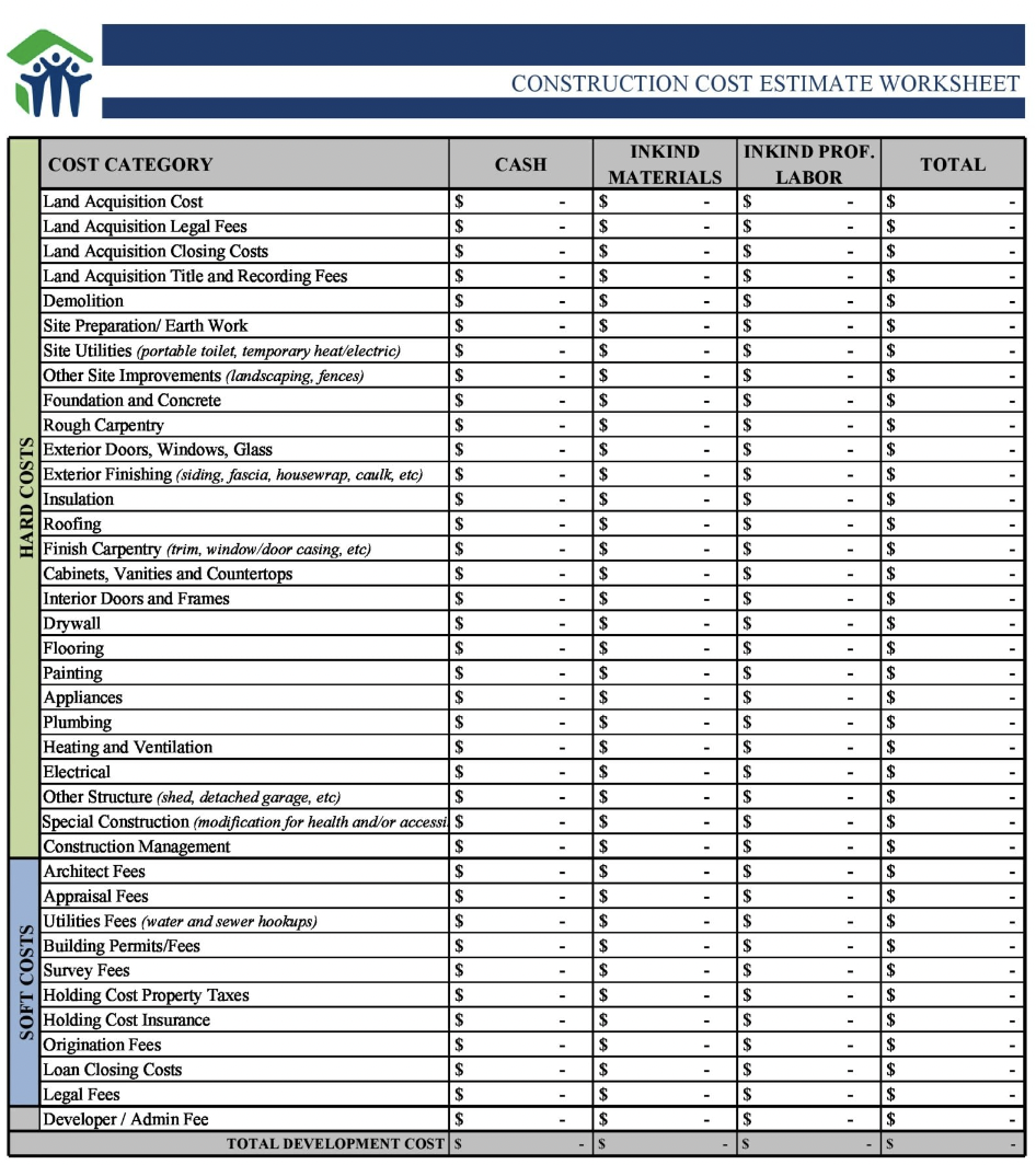sample building estimate template sample building estimate template