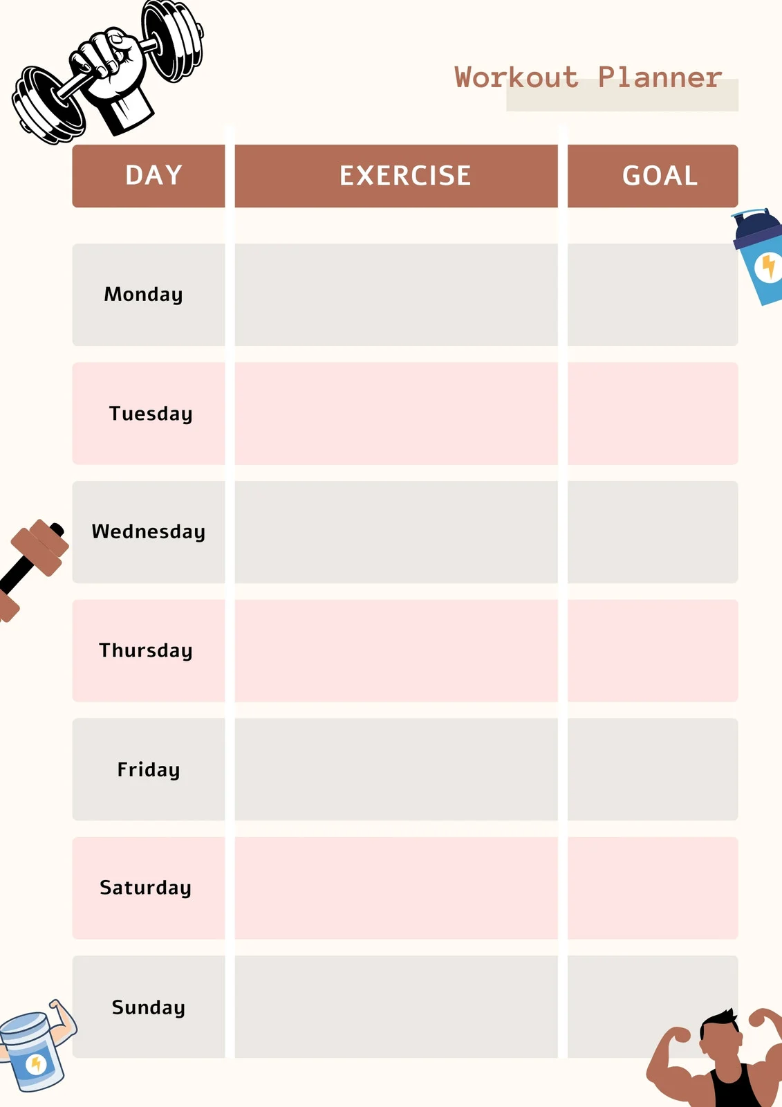 free printable fitness templates free printable fitness templates