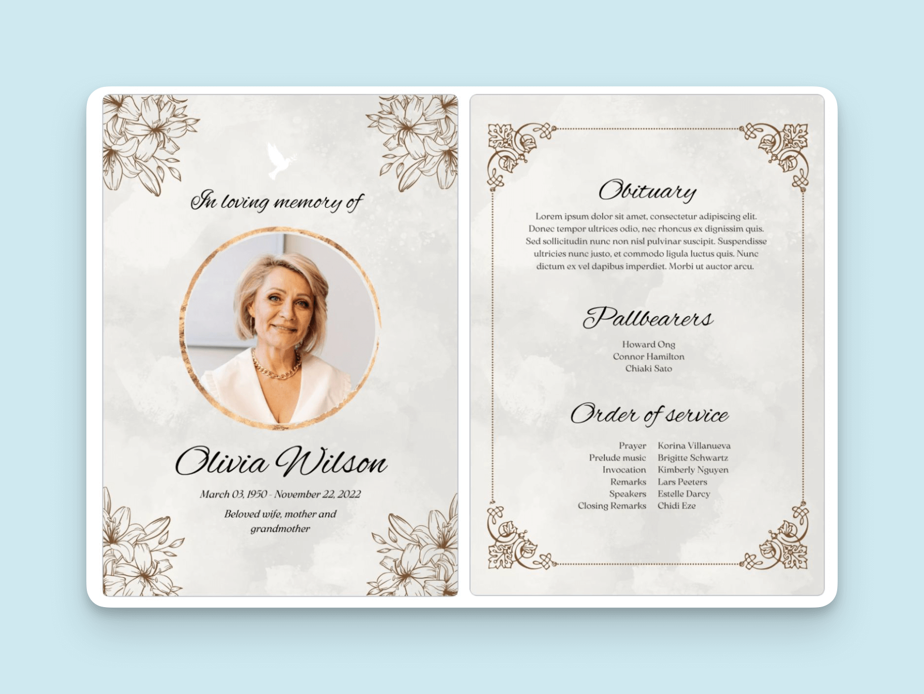 free printable funeral programs free printable funeral programs