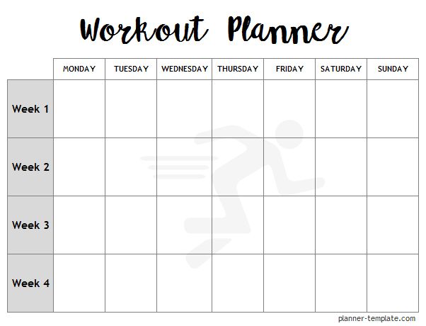 free printable workout schedule template free printable workout schedule template