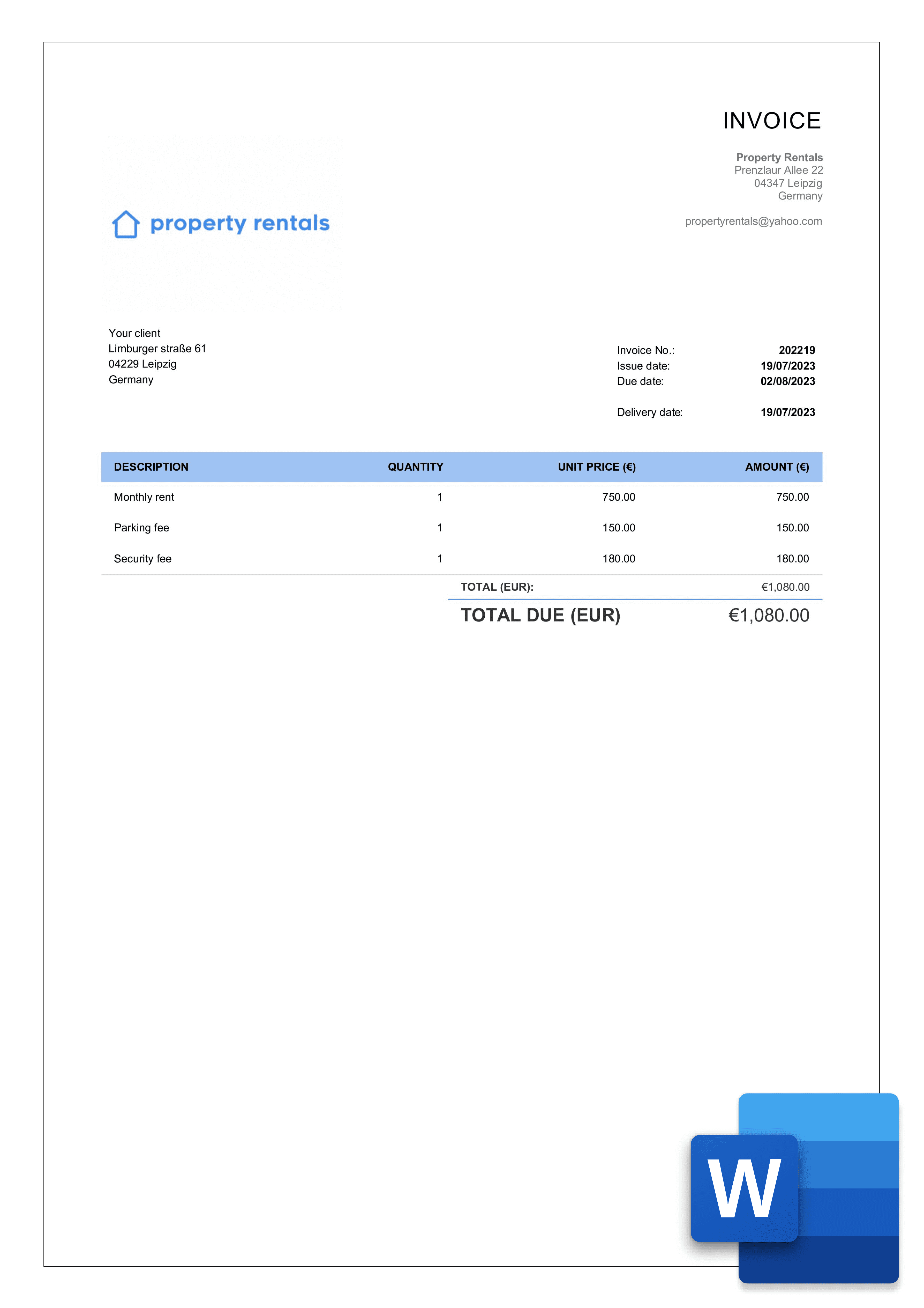 sample invoice for rent template sample invoice for rent template