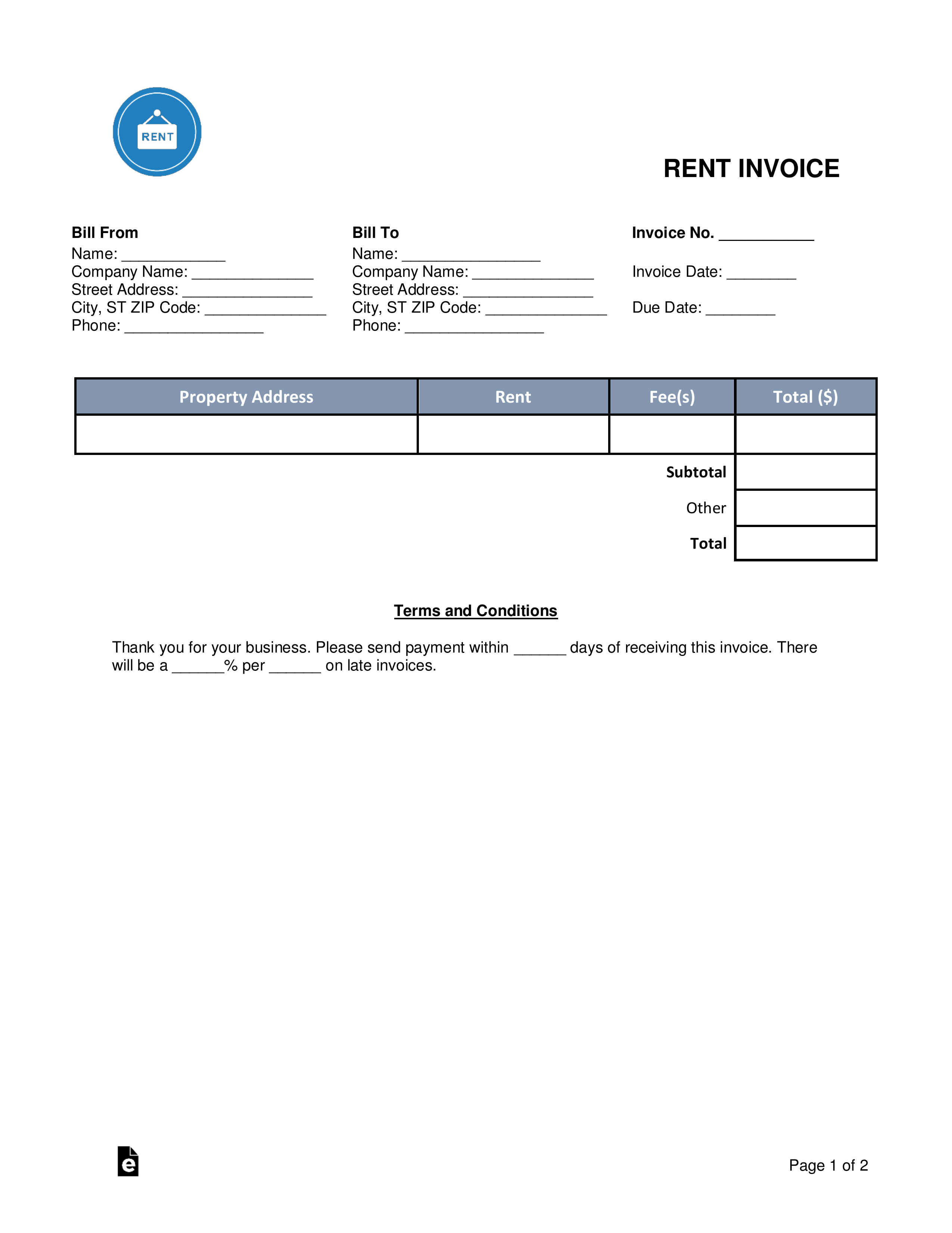 sample invoice for rent template sample invoice for rent template