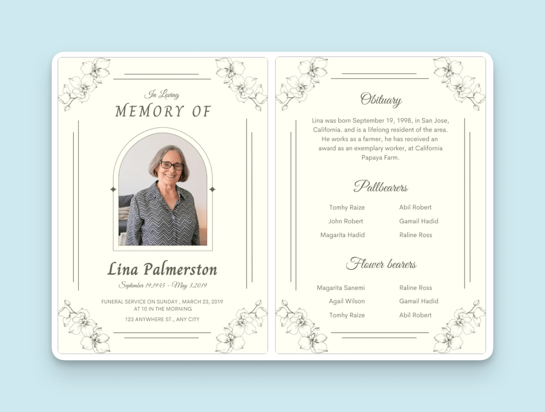 funeral program template free editable funeral program template free editable