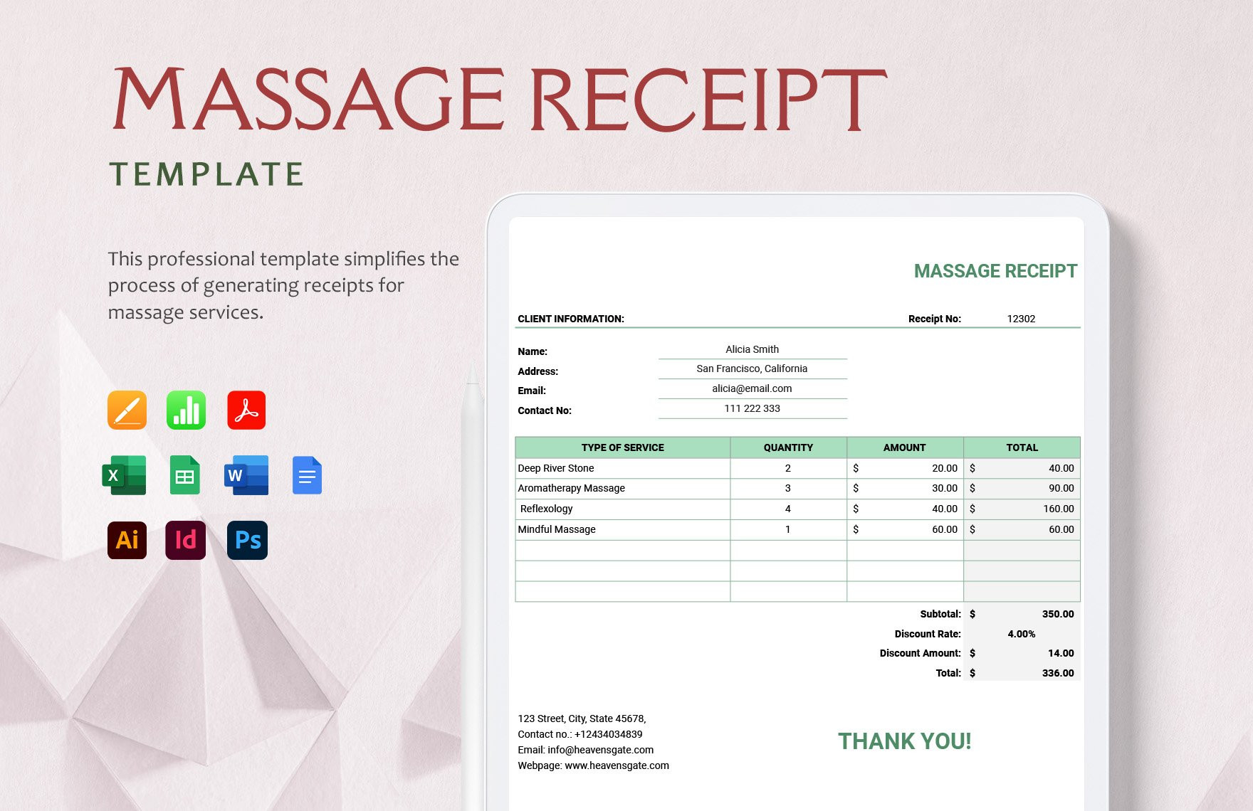 Printable Massage Invoice Template Printable Massage Invoice Template