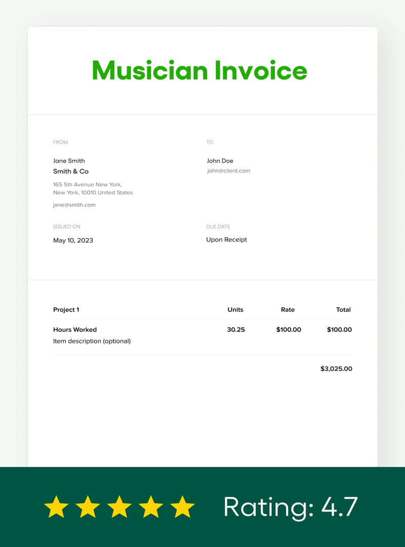 Printable Music Performance Invoice Template Printable Music Performance Invoice Template