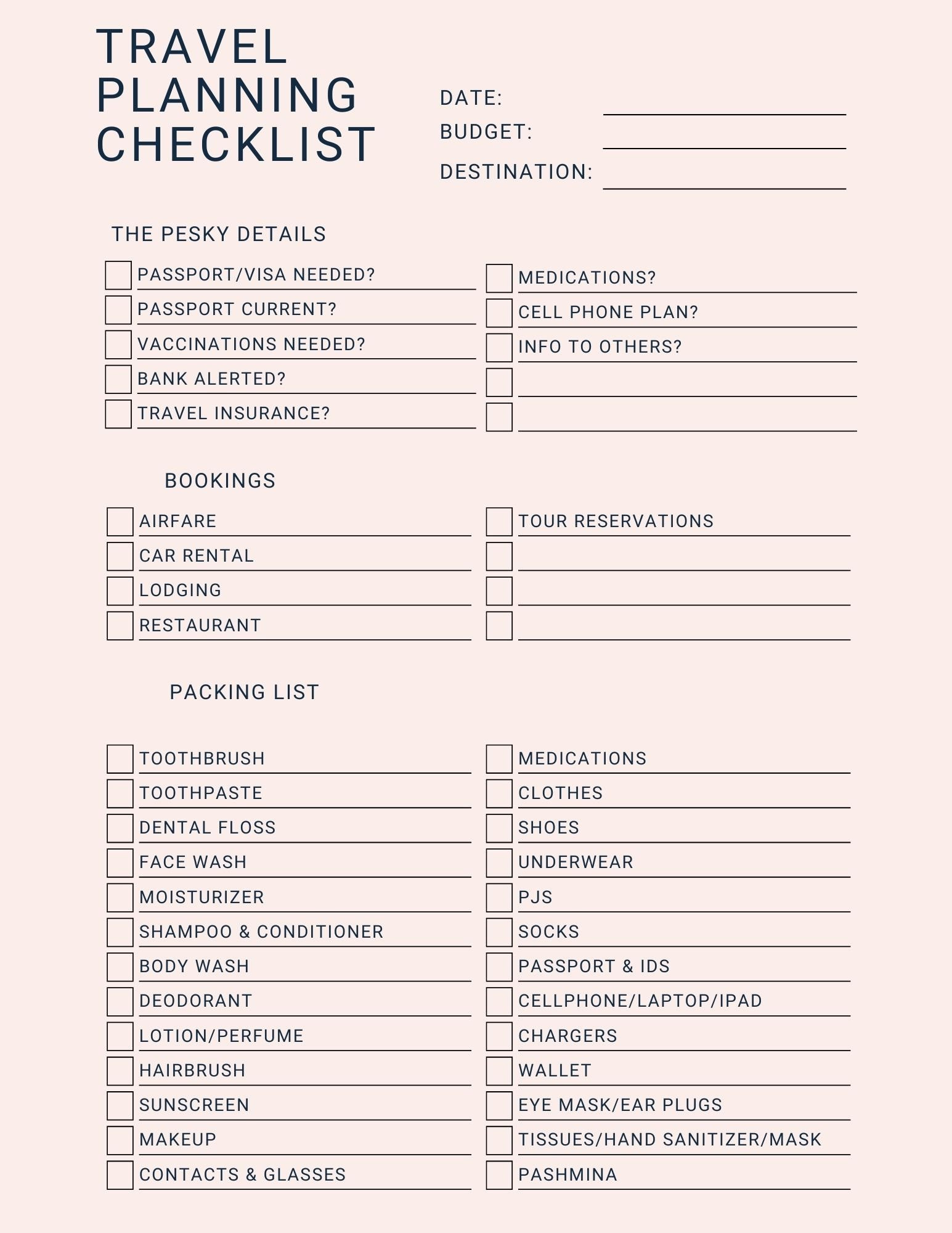 sample vacation planning template sample vacation planning template