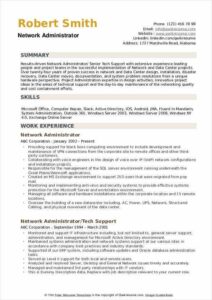 Free Printable Network Administrator Resume Template