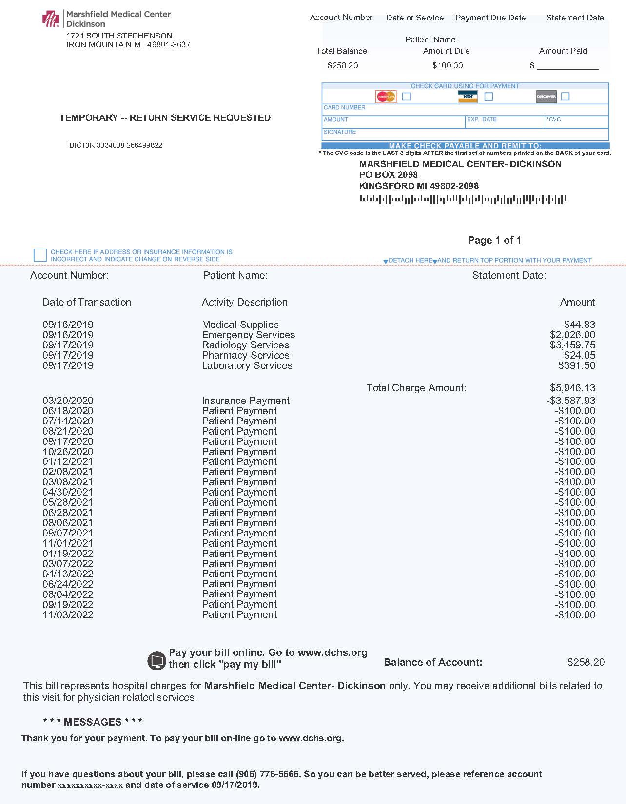 sample hospital billing statement template sample hospital billing statement template