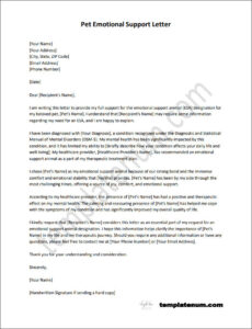 Pet Emotional Support Letter Template (With Sample)