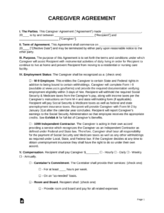 Printable Caregiver Agreement Template