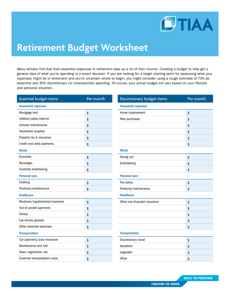 Retirement Budget Template
