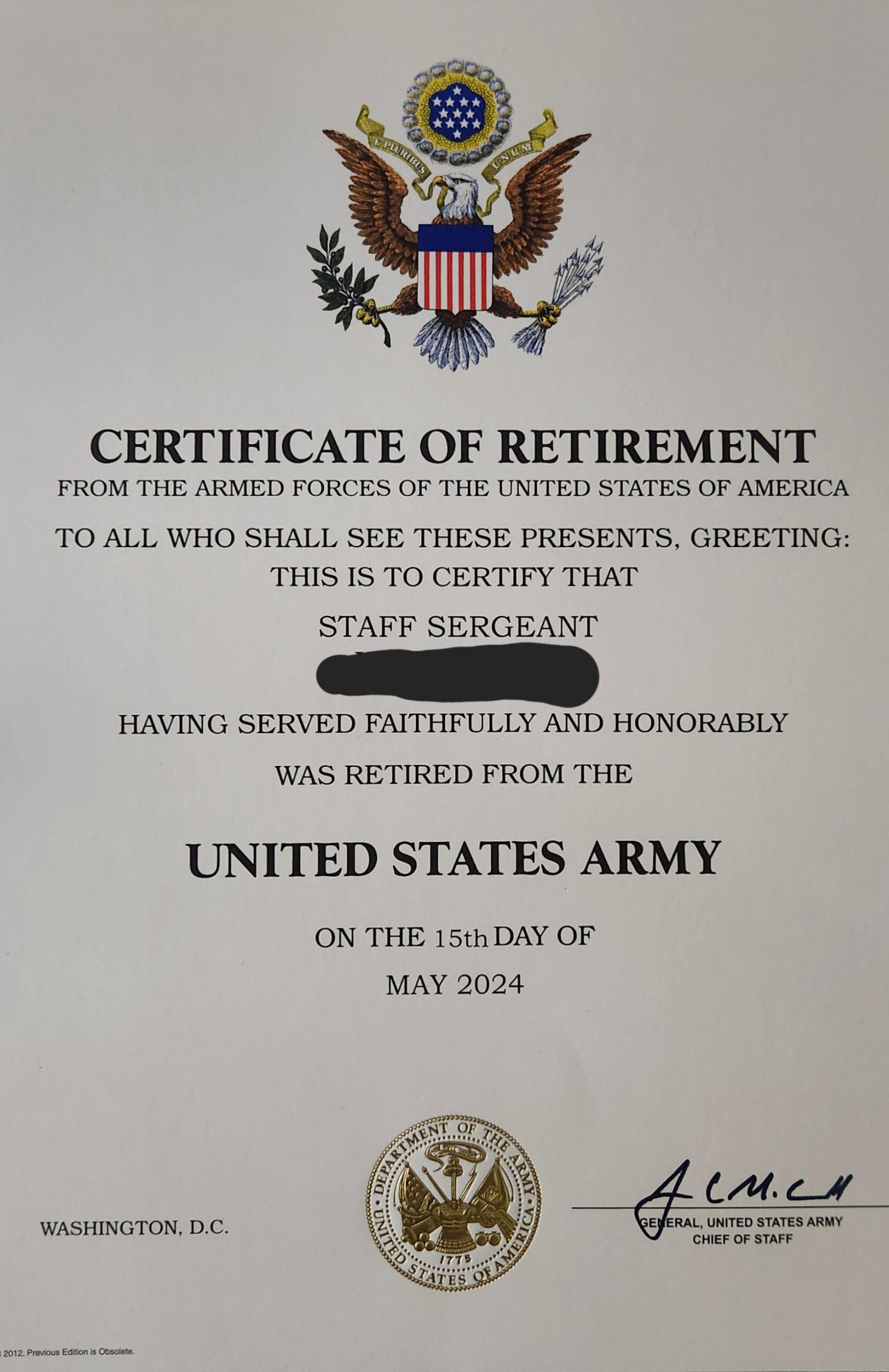 sample Retirement Certificate template sample Retirement Certificate template