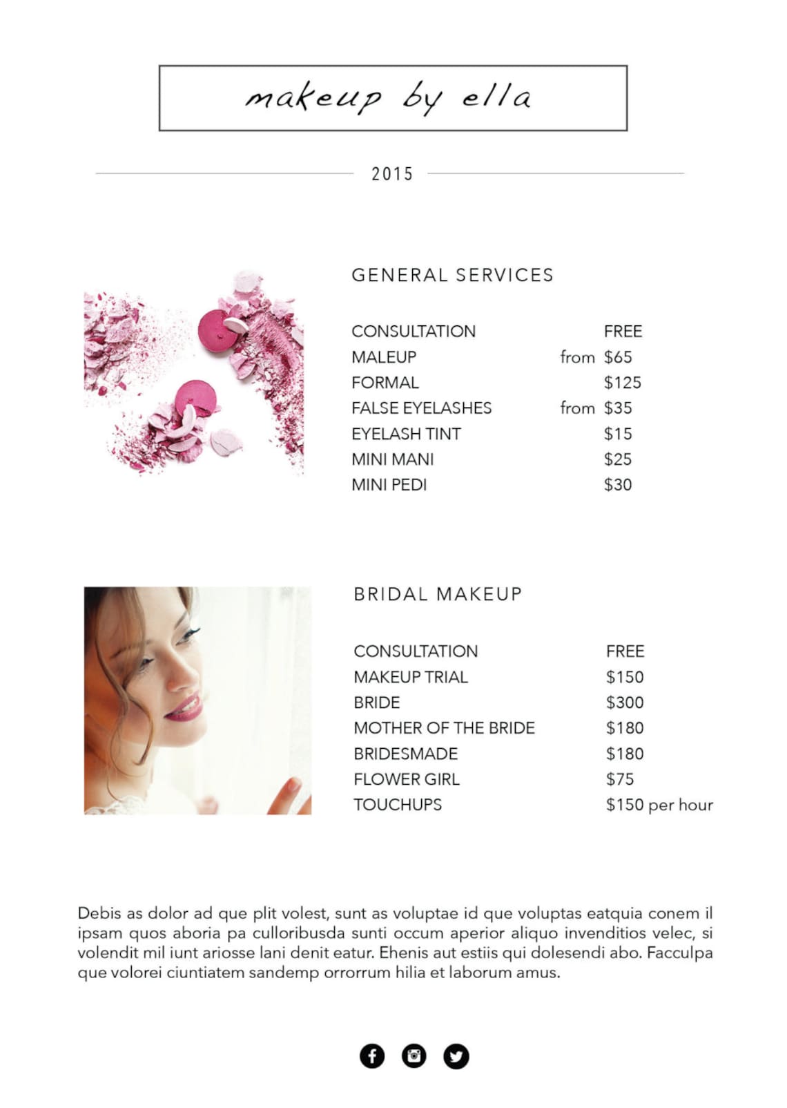 Makeup Price List Template Makeup Price List Template