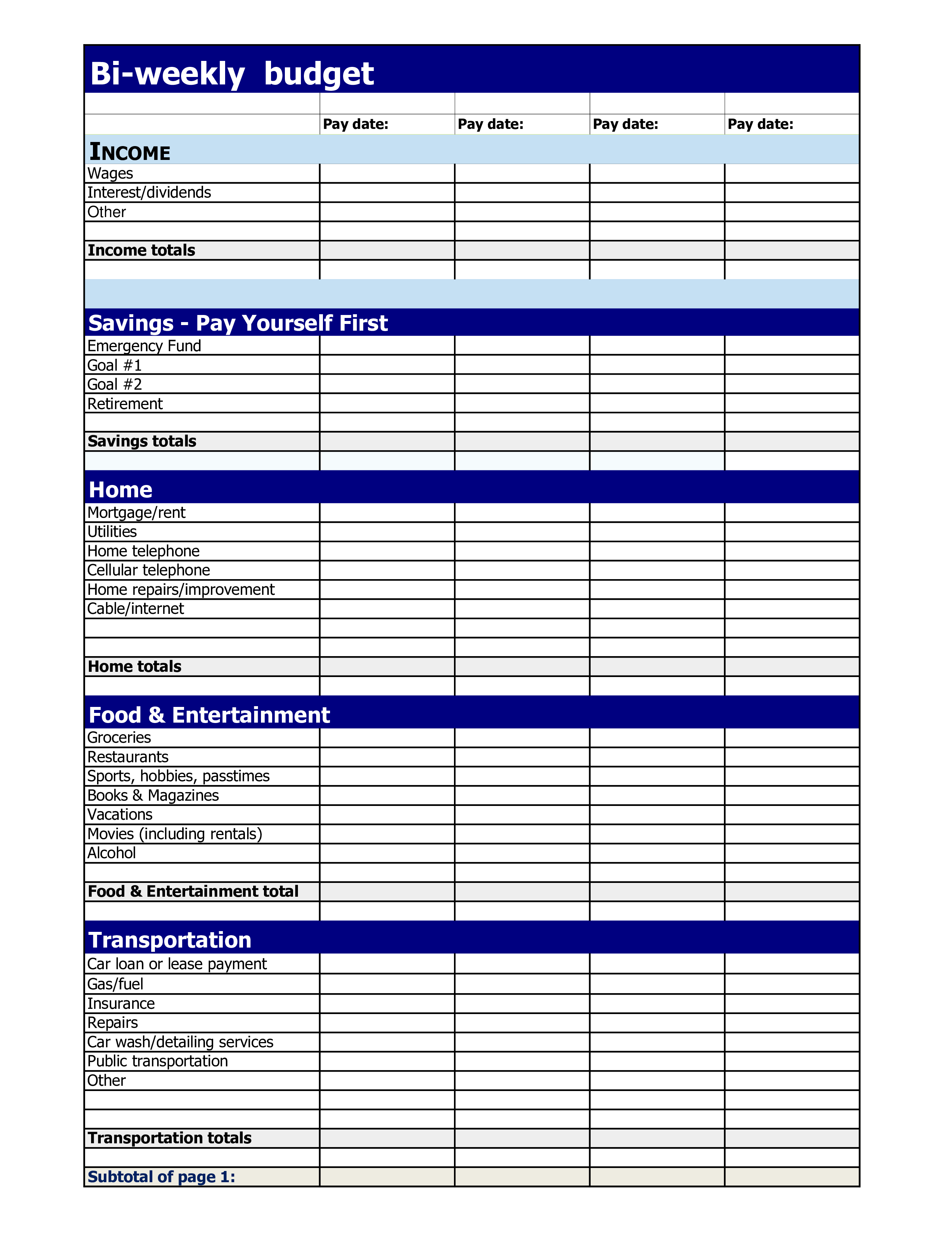 sample of weekly pay budget template sample of weekly pay budget template