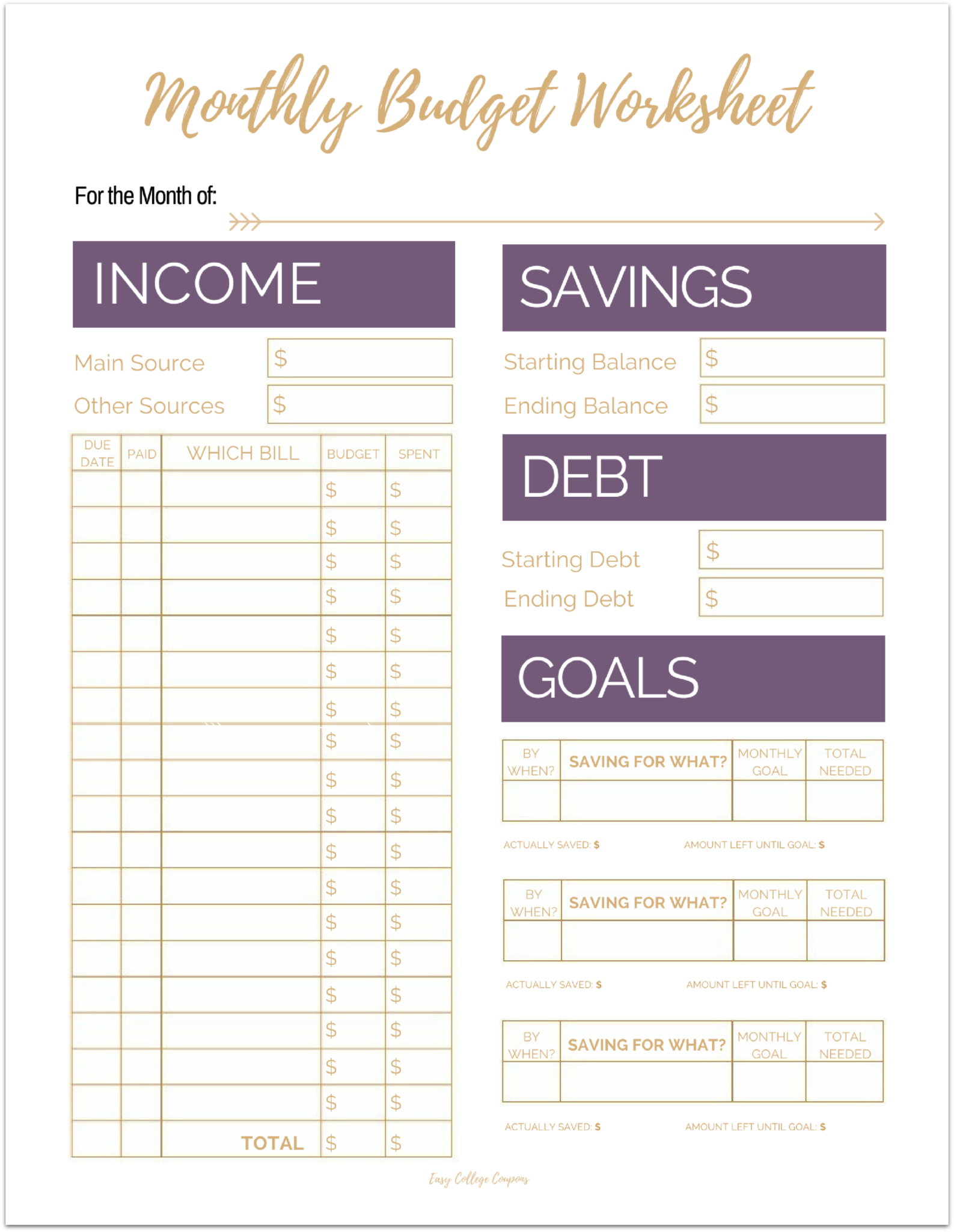 Budget template for young adults