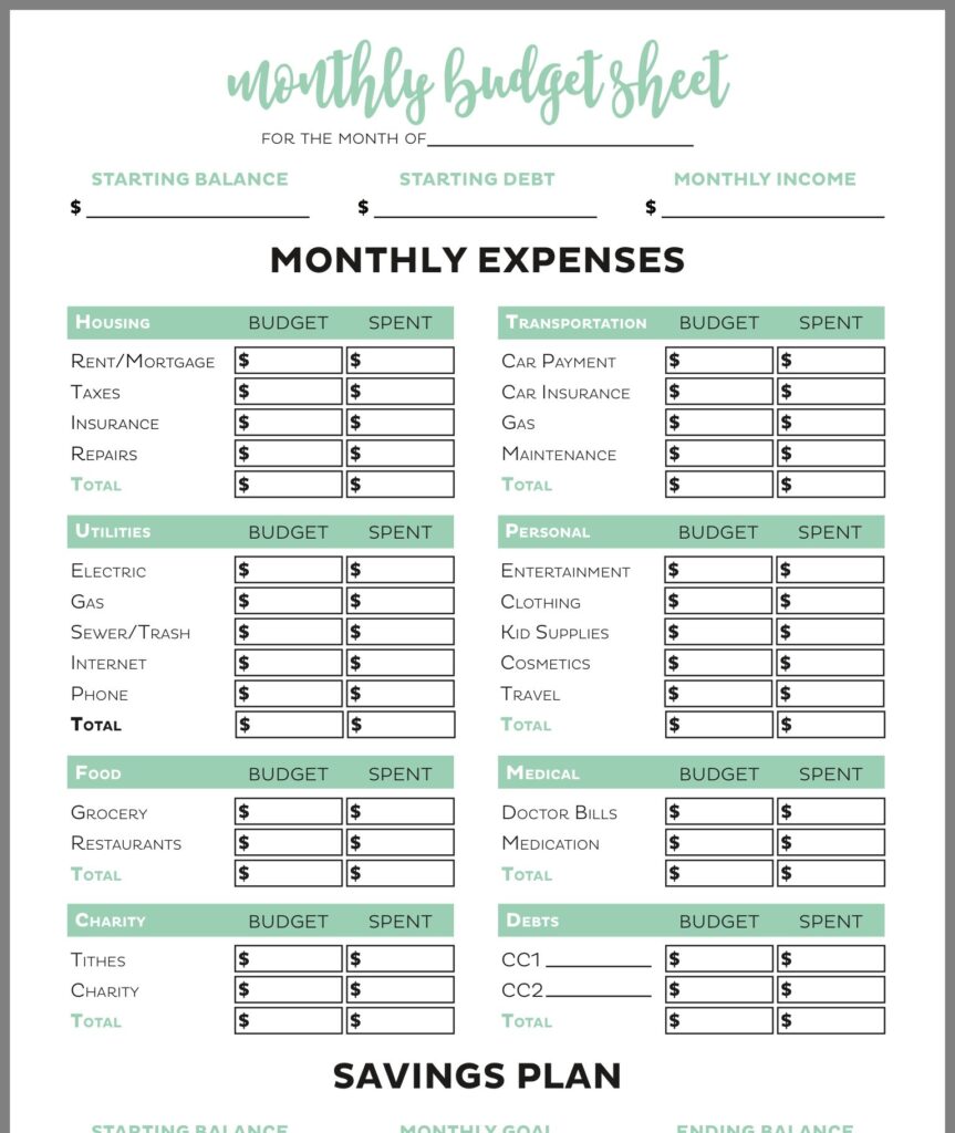 Savings Budget Template