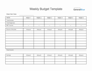 Simple Weekly Budget Template